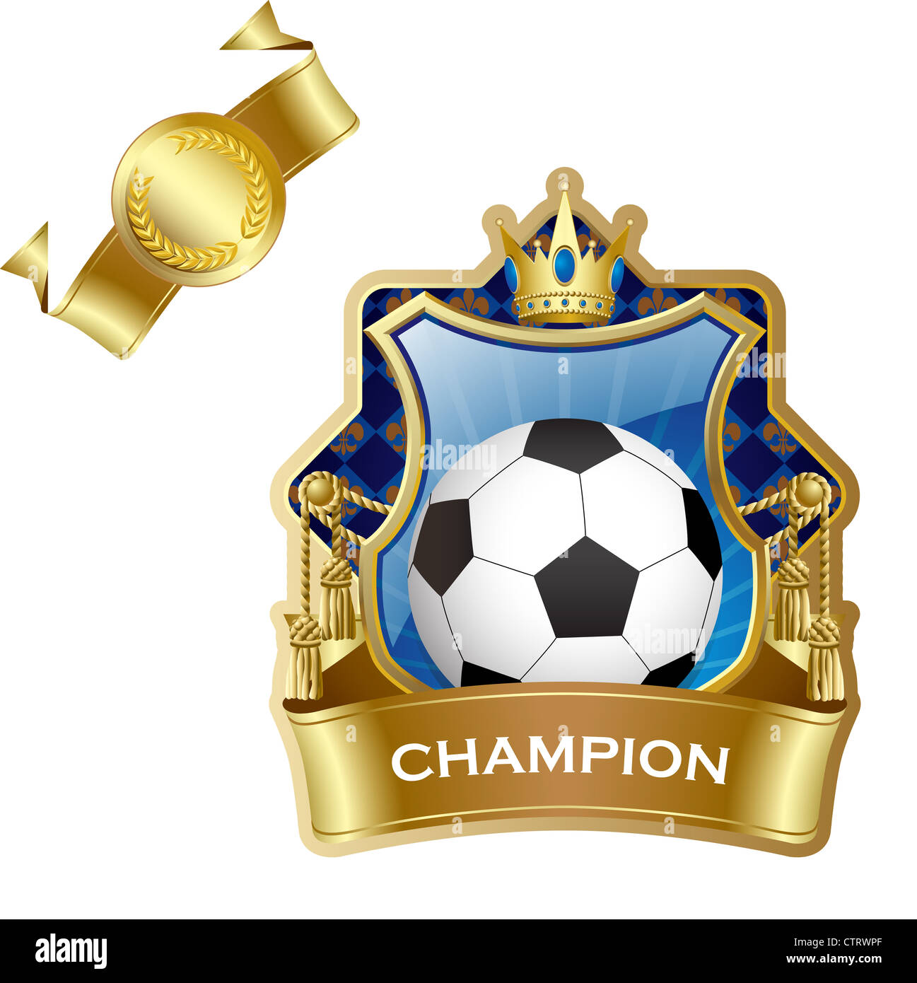 Emblema di isolato di sport soccer champion Foto Stock