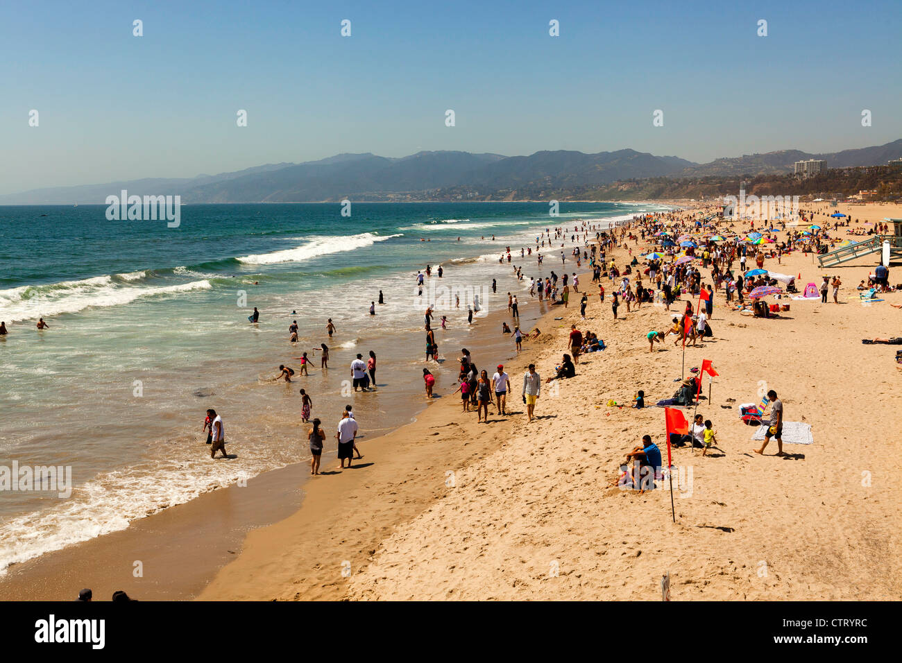 La spiaggia di Santa Monica, Los Angeles Foto Stock