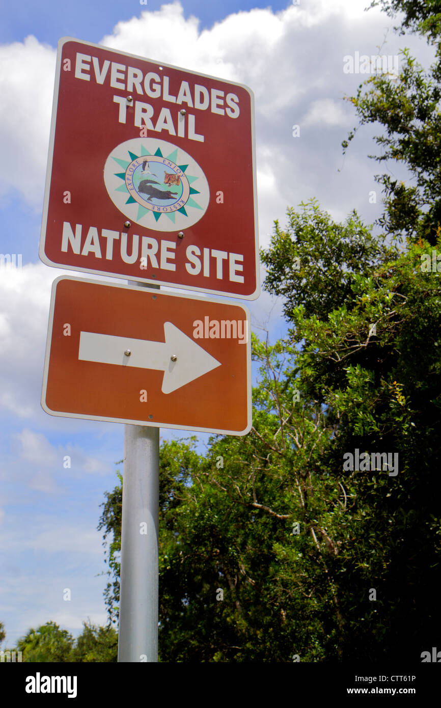 Naples Florida, Tamiami Trail, Collier Seminole state Park, Everglades Trail Nature Site, cartello, logo, ingresso, visita turistica turistica tour Foto Stock
