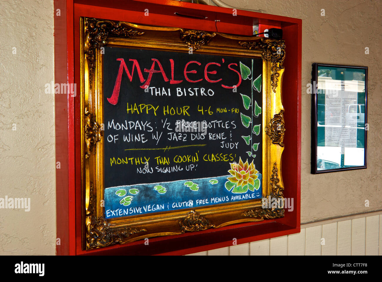 Telaio in legno segno Mallee Tailandese del ristorante Bistro Old Town Scottsdale AZ Foto Stock