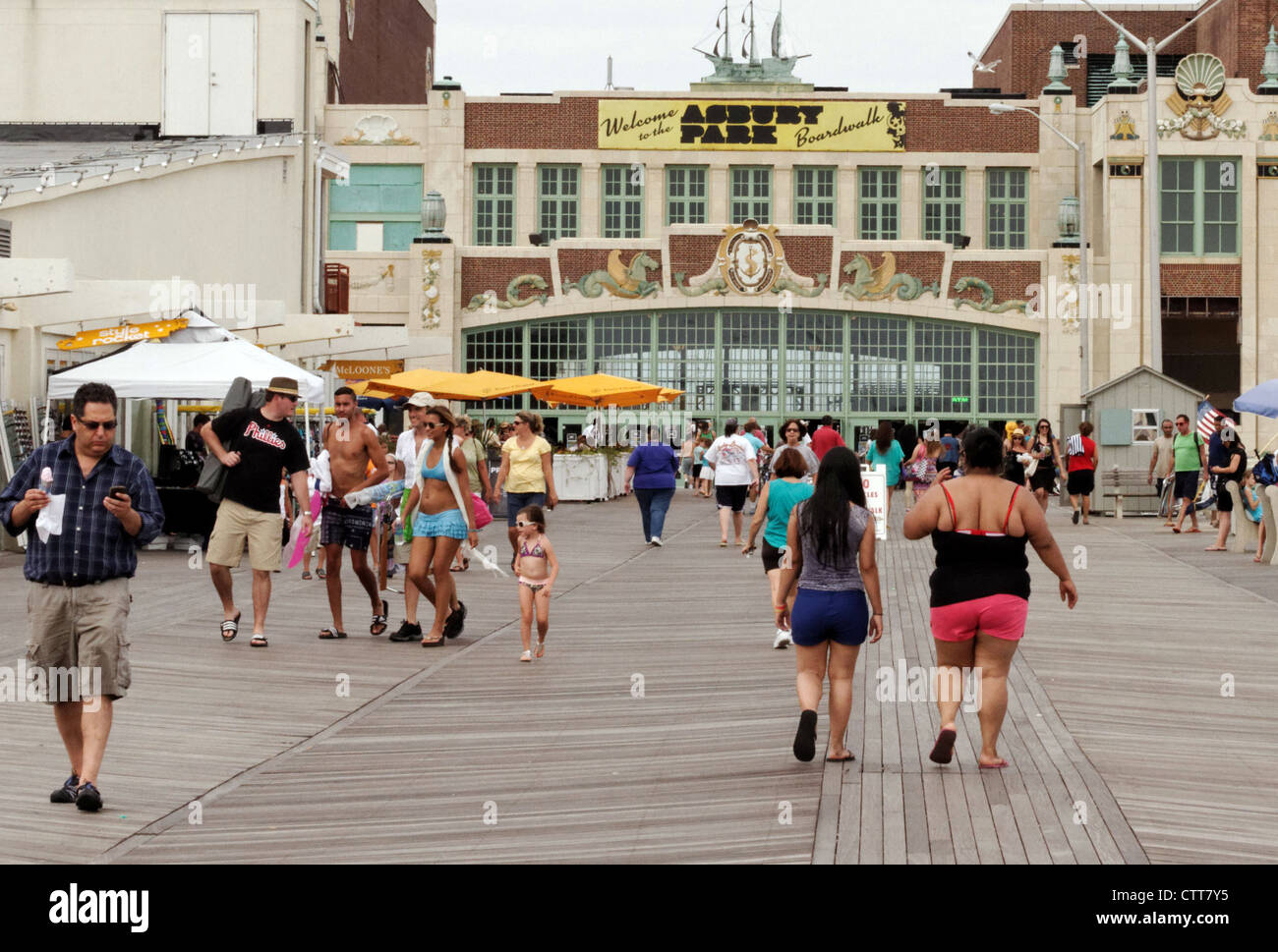 Scene dal Boardwalk in Asbury Park, New Jersey. Foto Stock