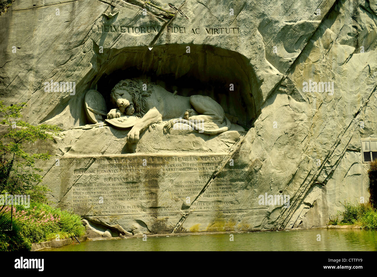 Il Monumento del Leone all'ingresso del giardino dei ghiacciai, Lucerna, Svizzera. Foto Stock