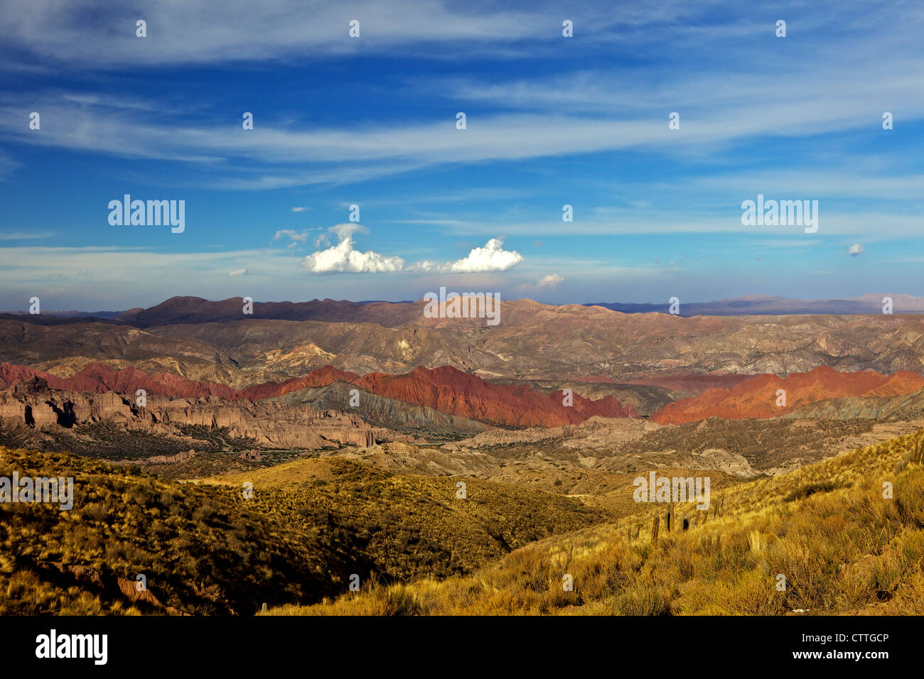 Valli e montagne della Cordillera de Chichas gamma vicino alla città di Tupiza Bolivia, Sud America Foto Stock