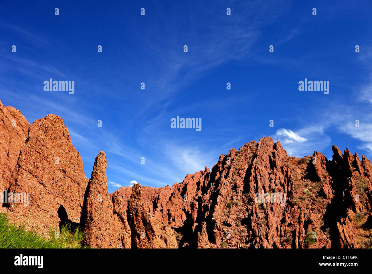 Red formazioni rocciose nel canone del Inca, Tupiza Chichas gamma, Ande Bolivia sudoccidentale, Sud America Foto Stock