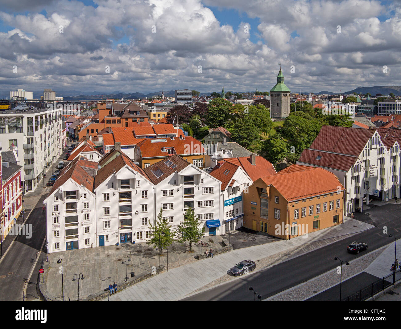 Vista su Stavanger Norvegia dal porto Foto Stock