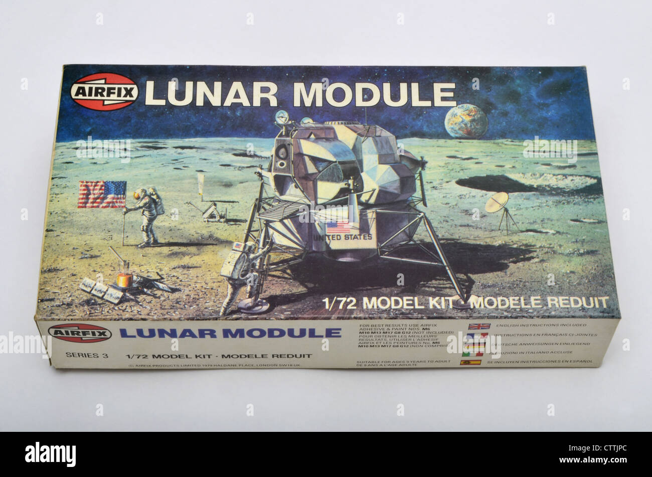 Airfix scala 1/72 Modulo Lunare construction kit scatola contro uno sfondo bianco Foto Stock