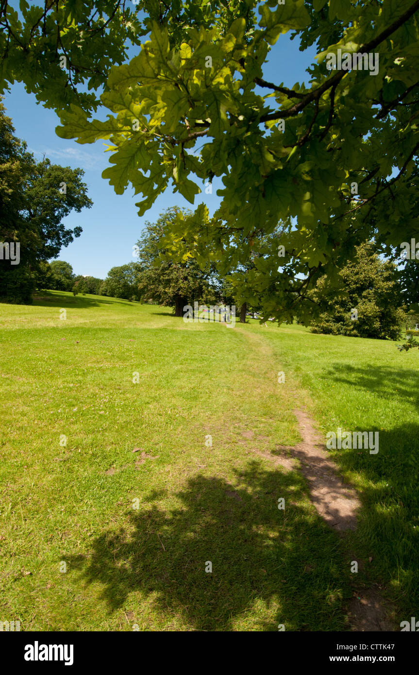 Inglese città suburbane park open space, UK. Foto Stock