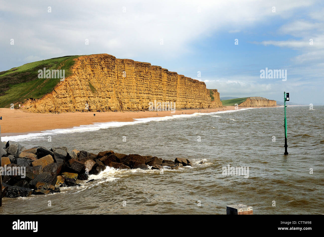 Scogliere di arenaria a West Bay Dorset Foto Stock