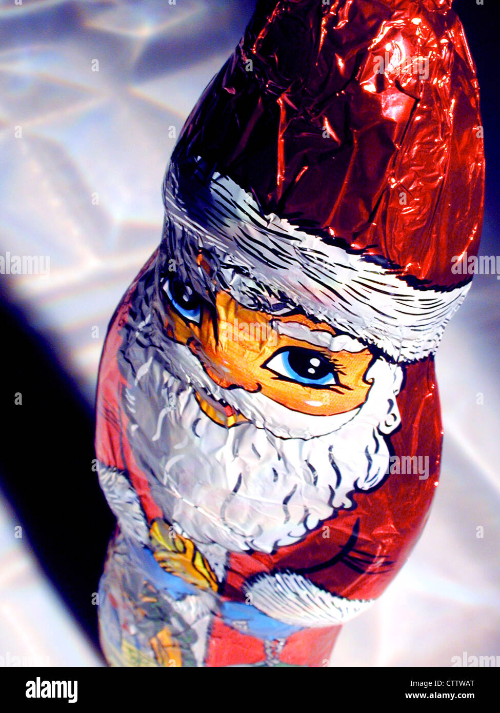 Schokoladen Nikolaus in Alufolie Foto Stock