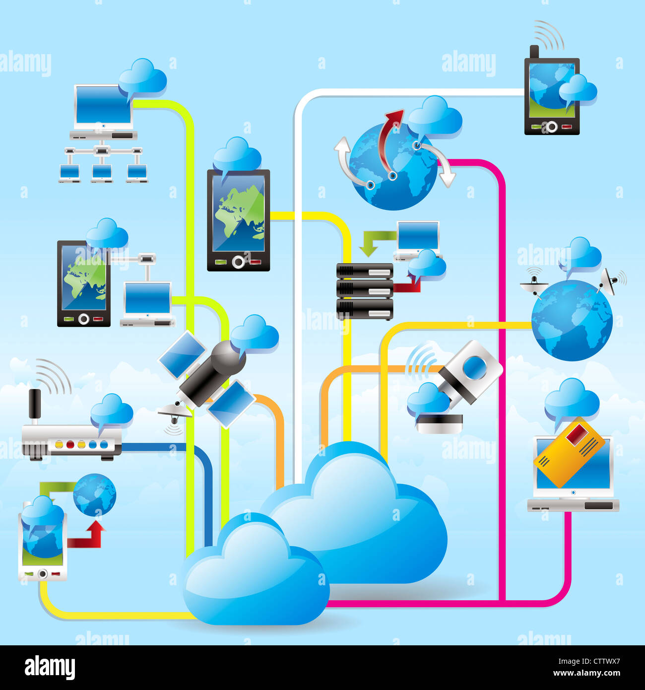 Il cloud computing networking Foto Stock