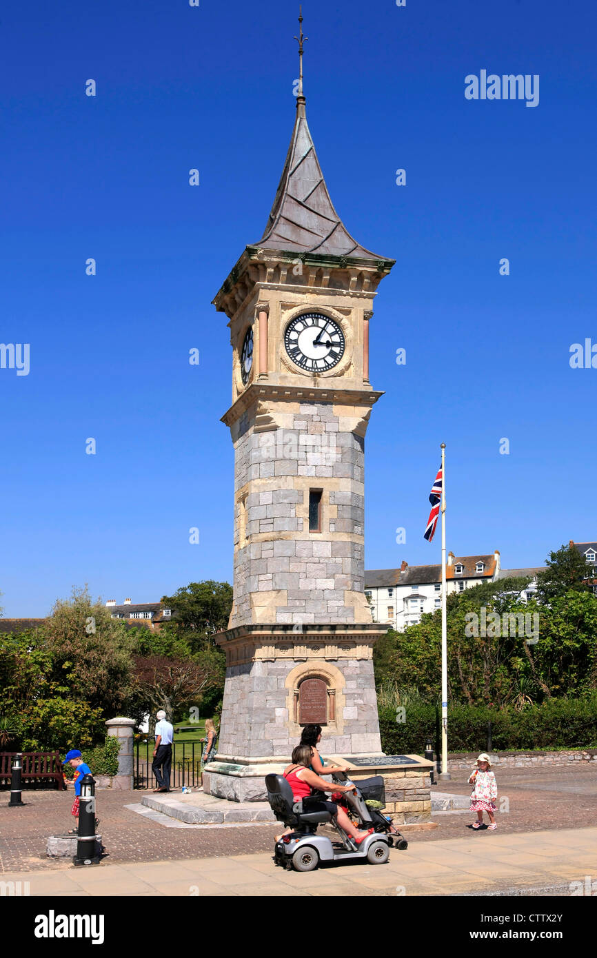 Queen Victoria Diamond Giubileo Torre dell Orologio sul lungomare in Exmouth Foto Stock
