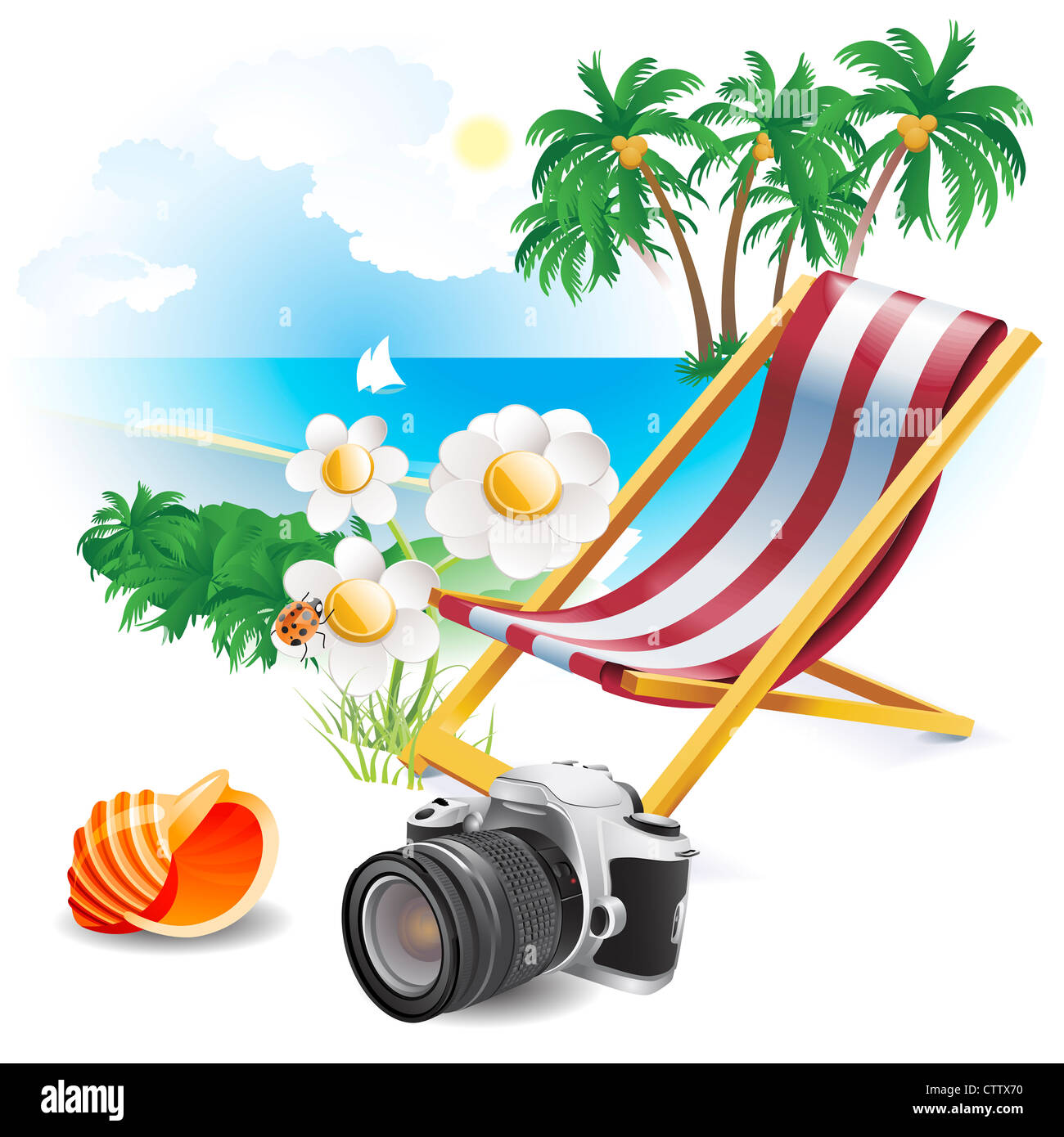 Estate spiaggia illustrazione tema Foto Stock