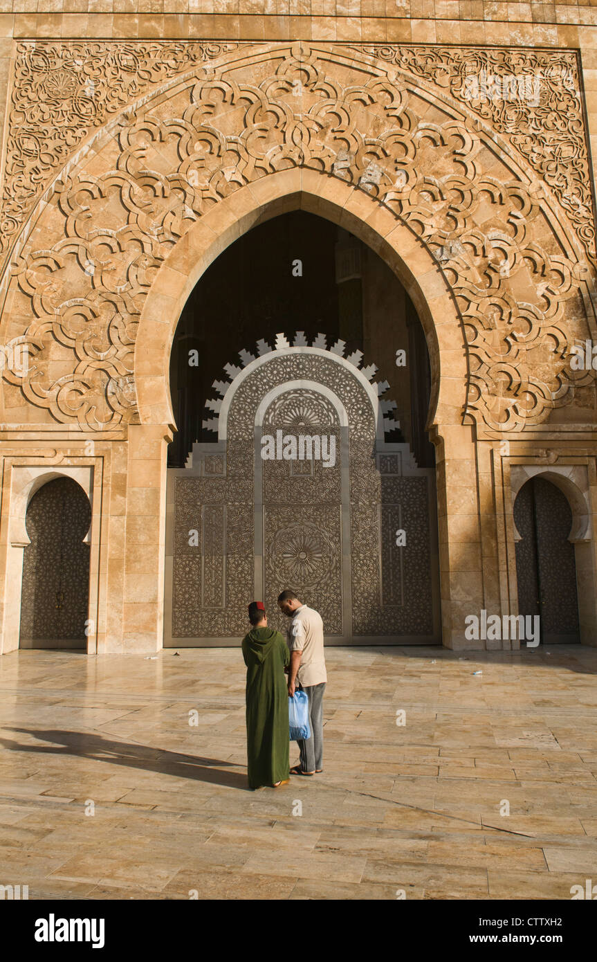 Splendido design e dettaglio presso il fantastico moschea Hassan II a Casablanca, Marocco Foto Stock