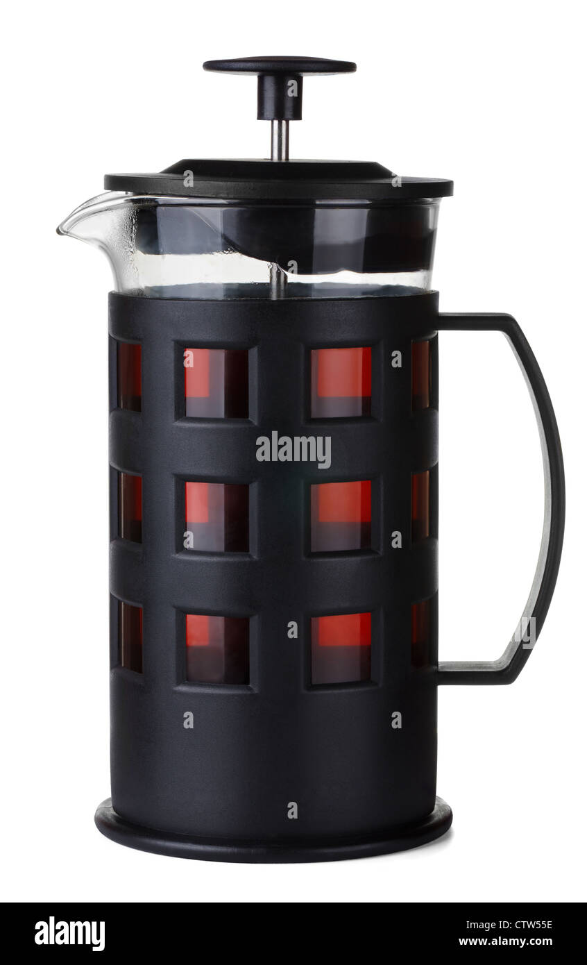 Il tè nella stampa francese isolato su bianco Foto Stock