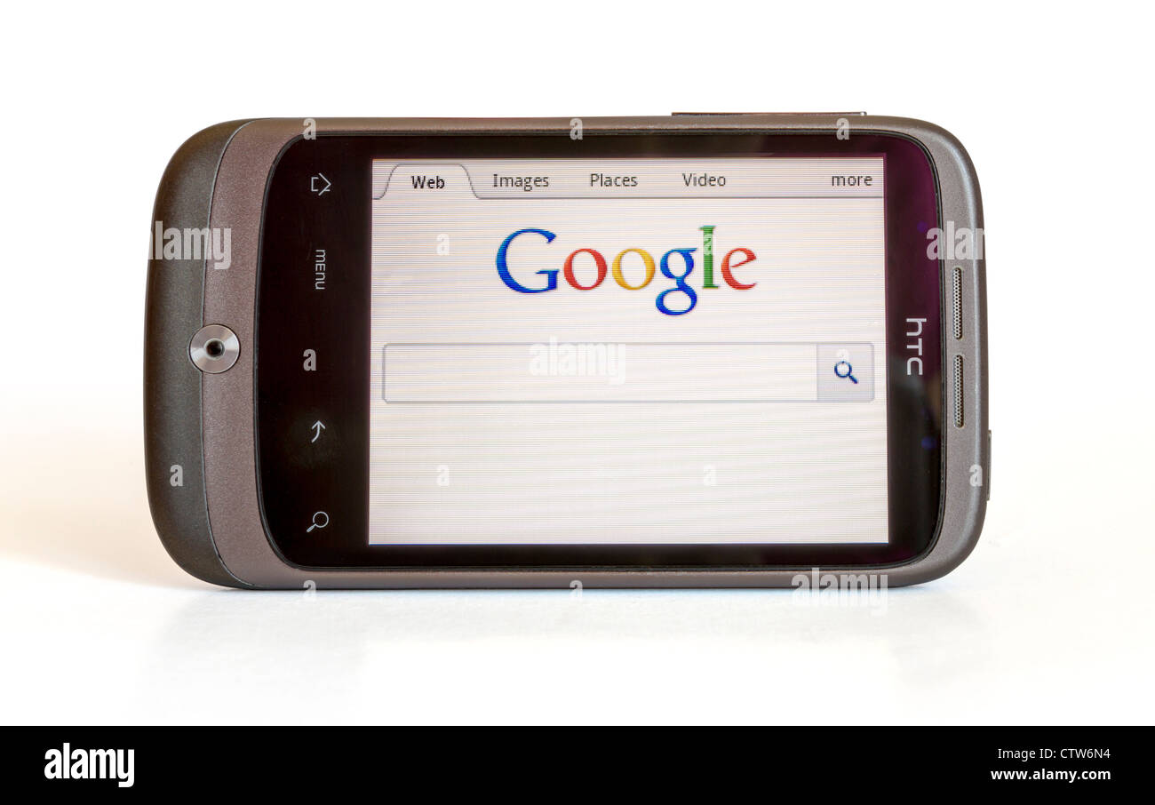 HTC mostra home page di Google Foto Stock