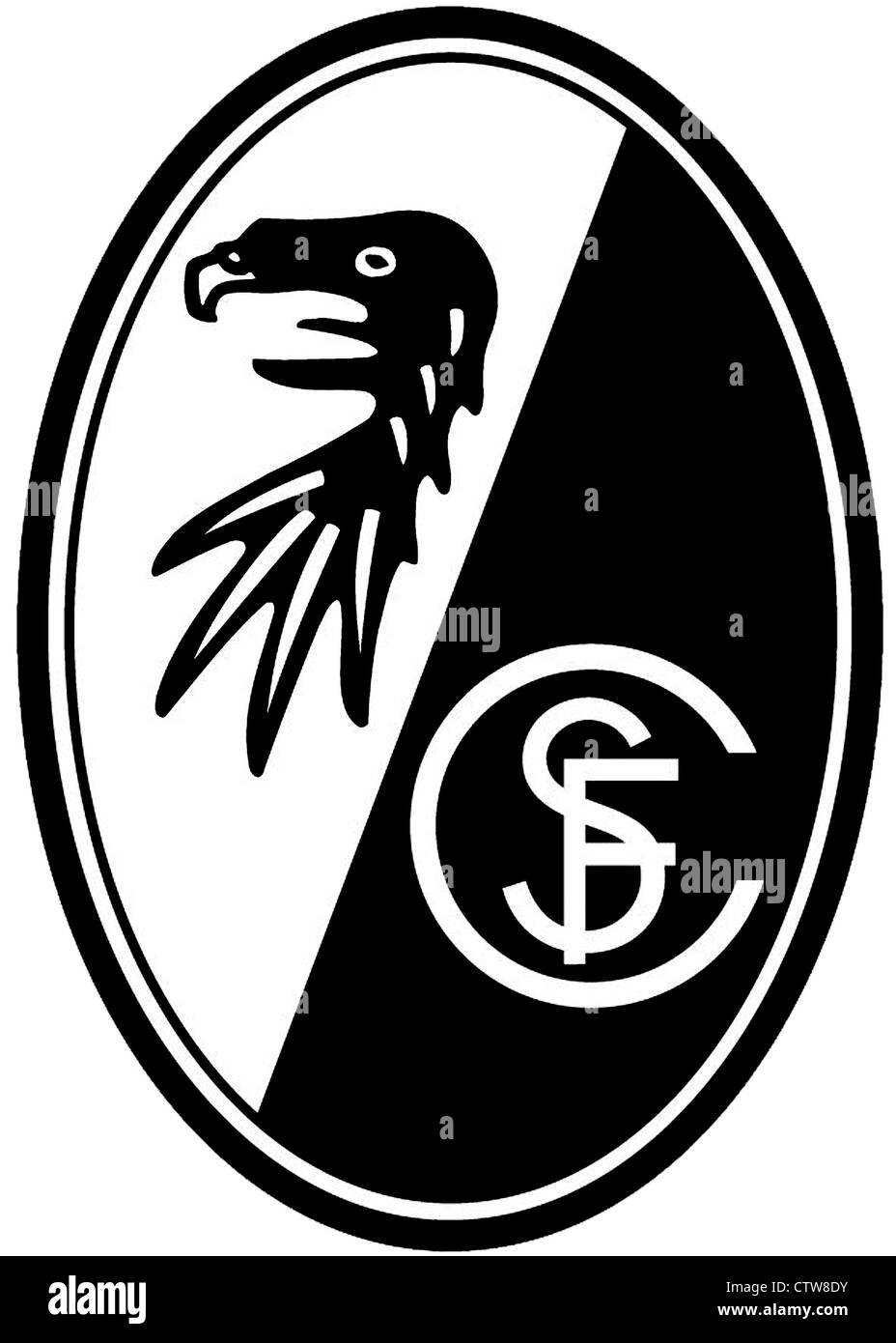 Il logo della squadra di calcio tedesca team SC Freiburg. Foto Stock