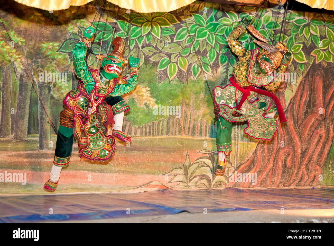 Myanmar Birmania. Bagan. Marionette birmane. Foto Stock