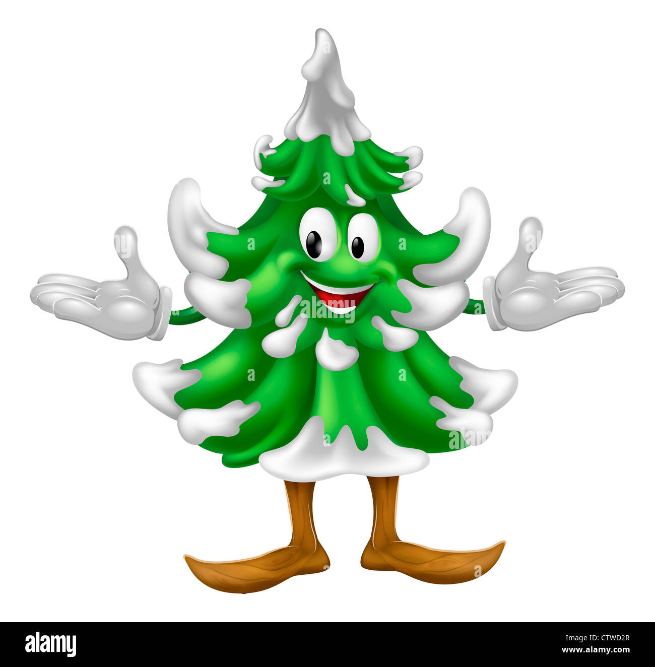 Una illustrazione di un albero di Natale di carattere mascotte Foto Stock