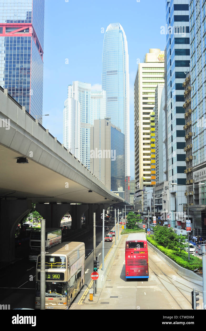 Vista aerea sulla strada di Hong Kong. Foto Stock