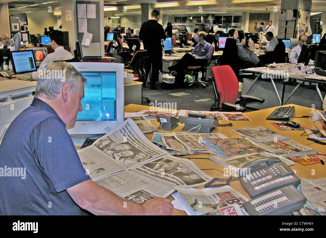 Il quotidiano Sun piano editoriale newsroom.dagli archivi di stampa Ritratto Service (ex premere ritratto Bureau) Foto Stock