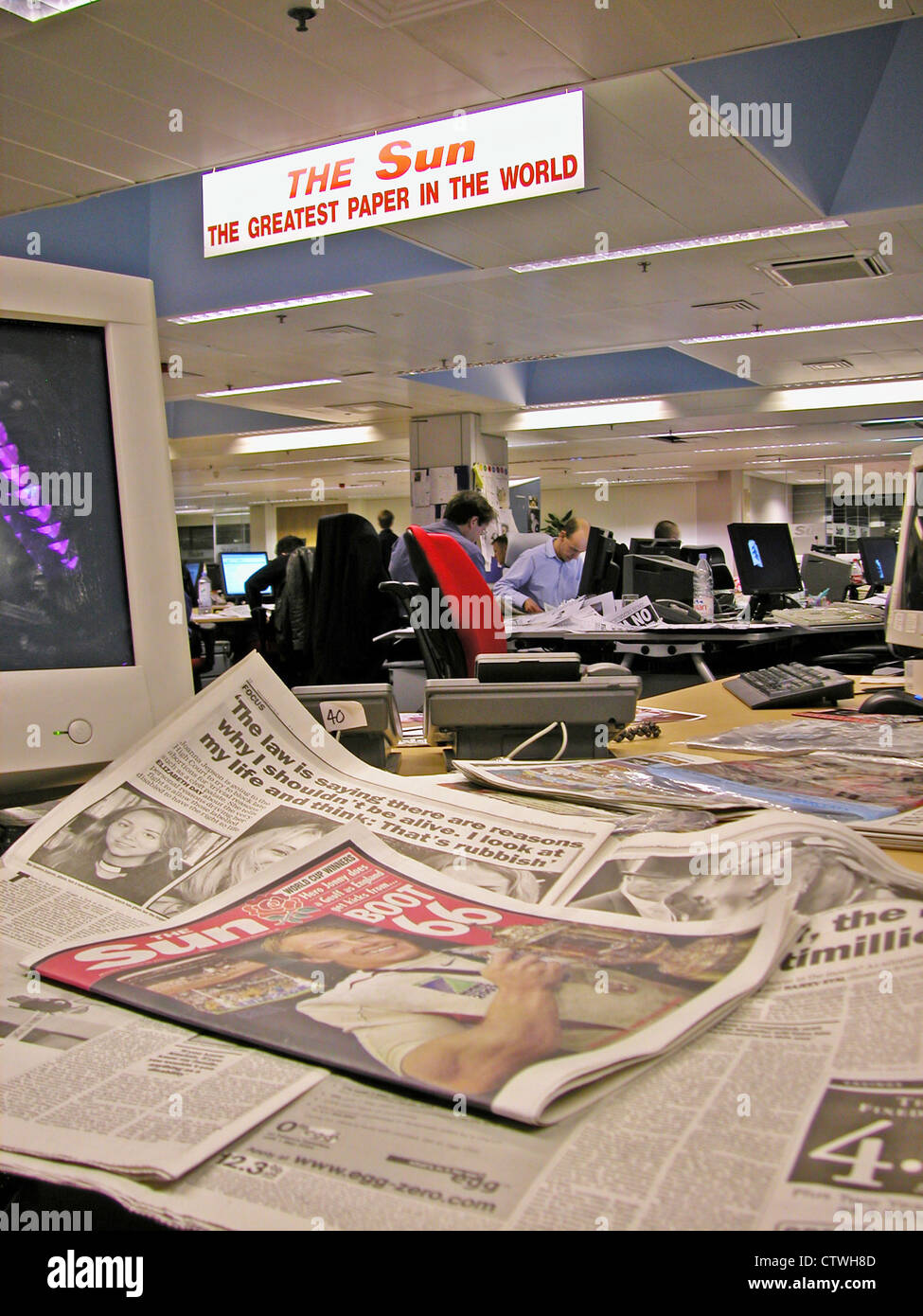 Il quotidiano Sun piano editoriale - Sala stampa news room Foto Stock