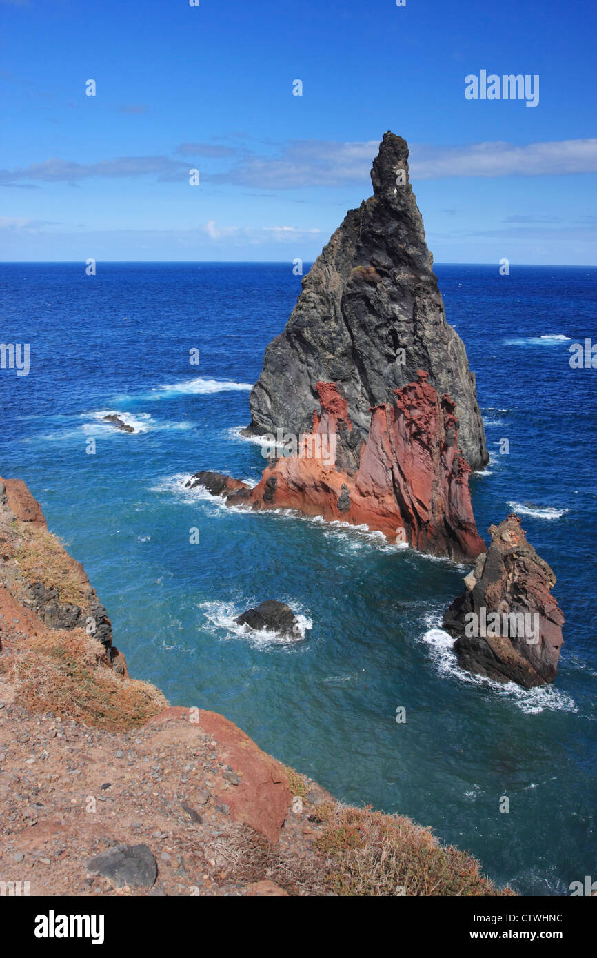 Rocce nel mare, Madeira, Portogallo Foto Stock