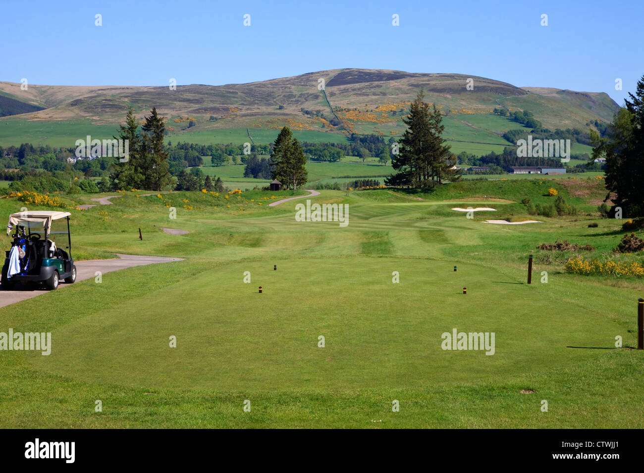 Primo tee sul corso di PGA a Gleneagles Golf Club, Perthshire, Scotland, Regno Unito. Questo è il corso per la Ryder Cup, 2014 Foto Stock