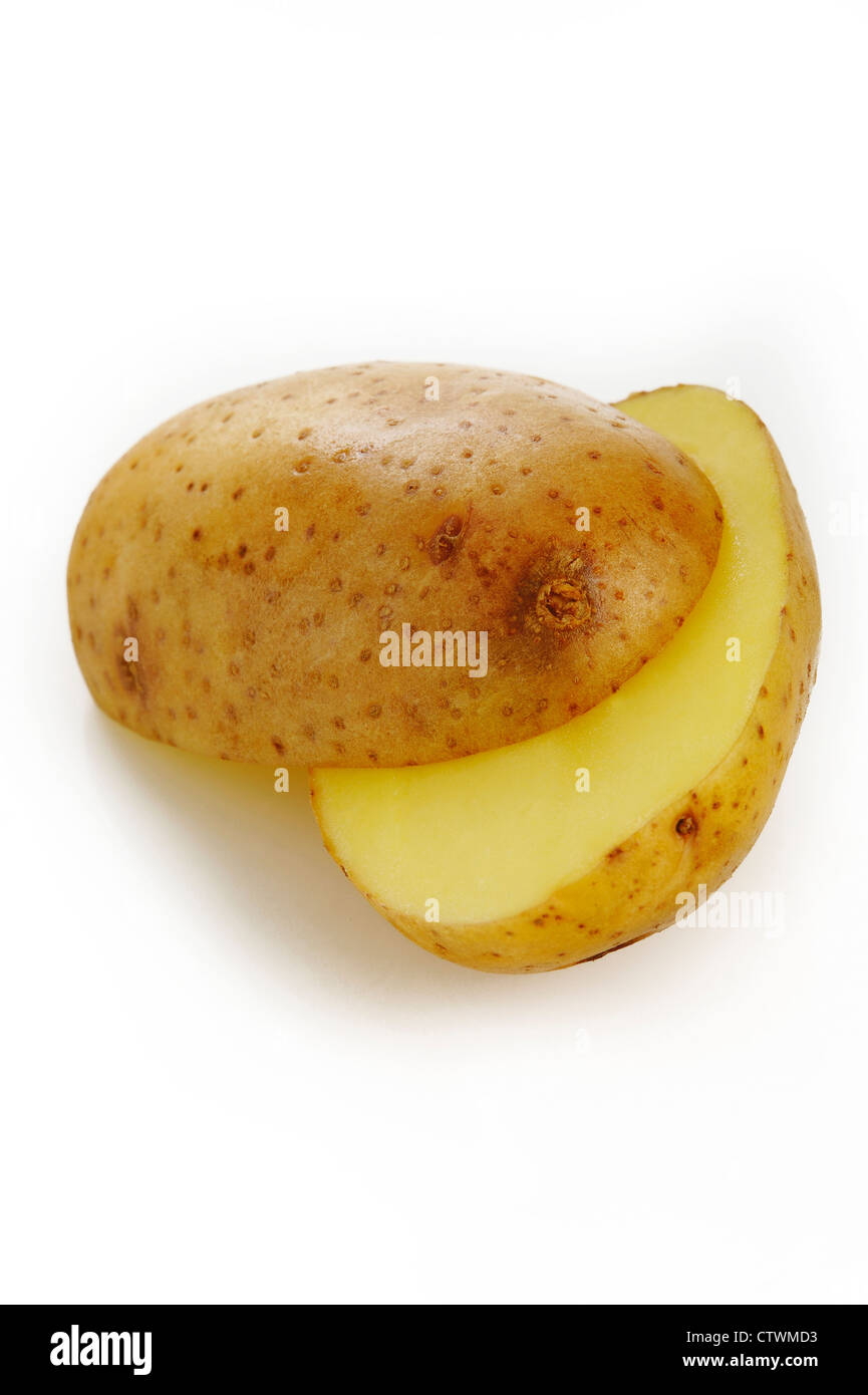 Cut potato sullo sfondo Foto Stock
