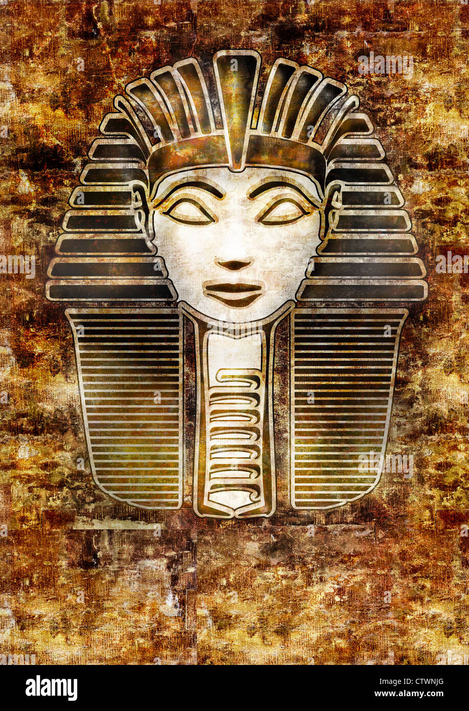 Il faraone Hatshepsut faccia maschera sphinx, donna egiziana re Foto Stock