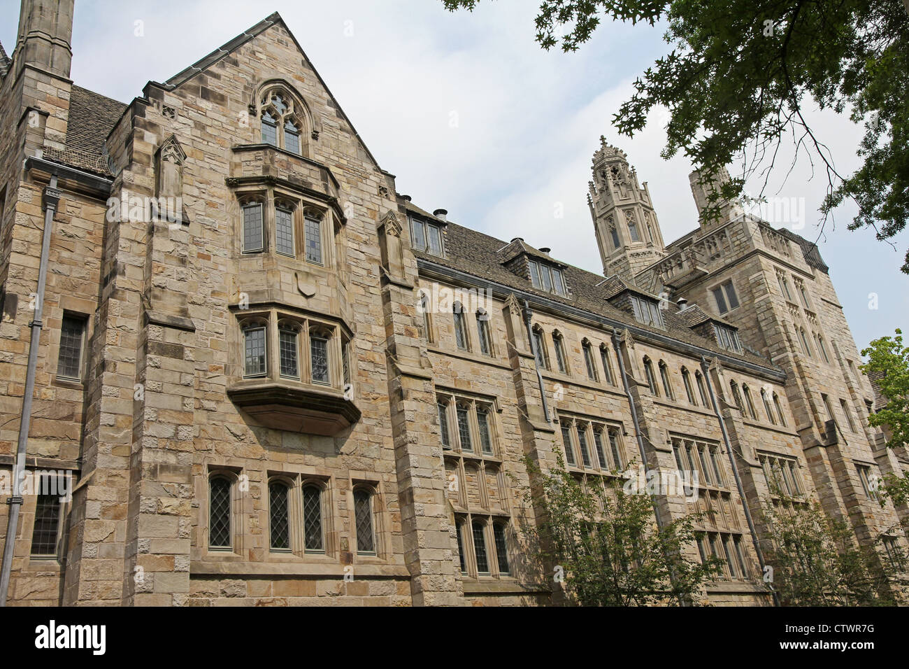 La Yale University Campus gotico edificio di pietra Foto Stock