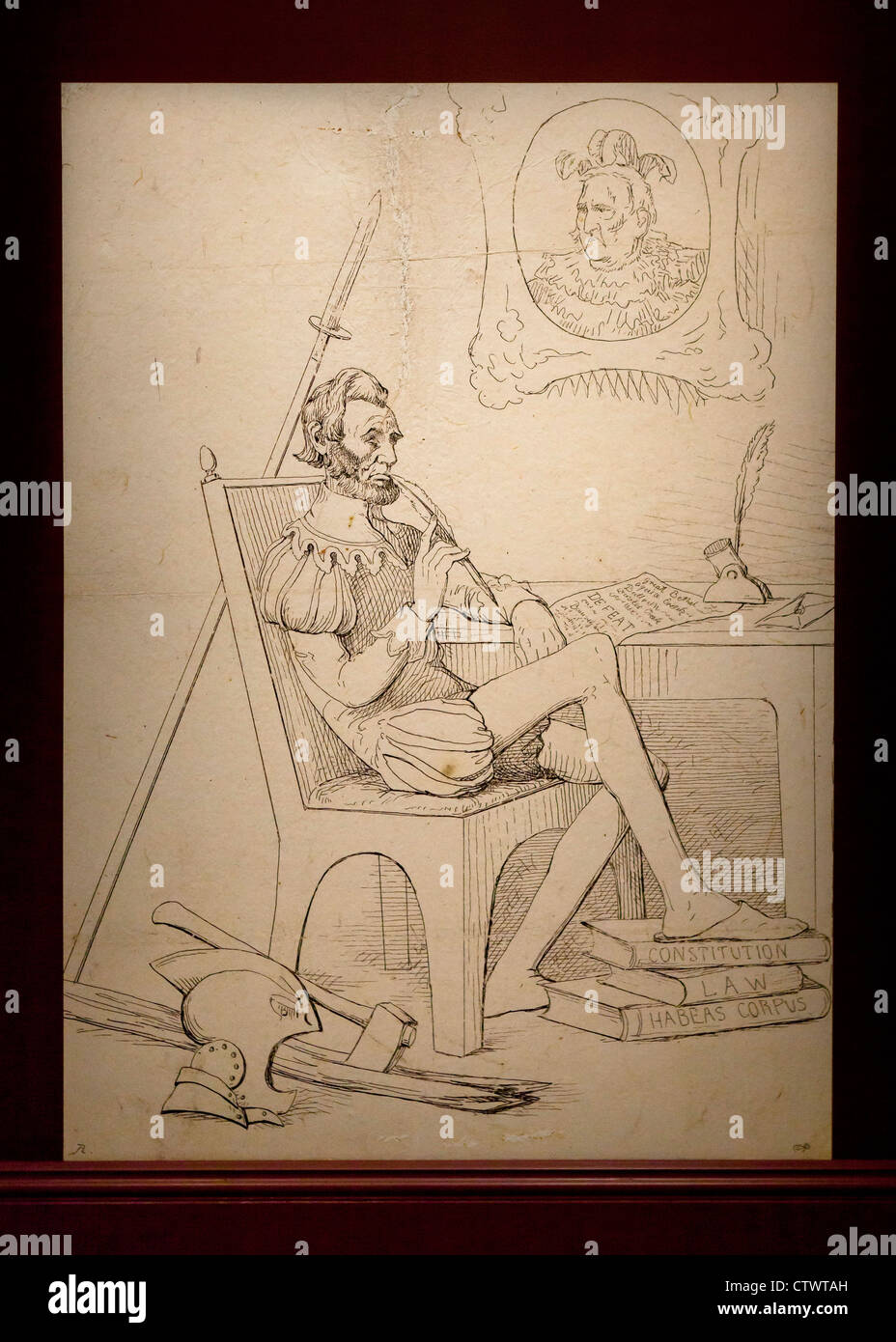 " Il Cavaliere di sguardi Rueful' da Adalberto Volck - Incisione, 1861 Foto Stock