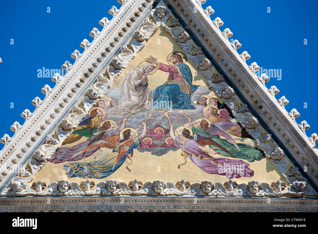 Mosaico, l'Incoronazione della Vergine, cattedrale, Siena, Toscana, Italia, Europa Foto Stock