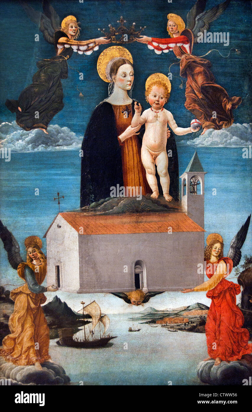 La traslazione della Santa Casa di Loreto 1520 Saturnino Gatti 1463-1518 Italia Italiano Foto Stock