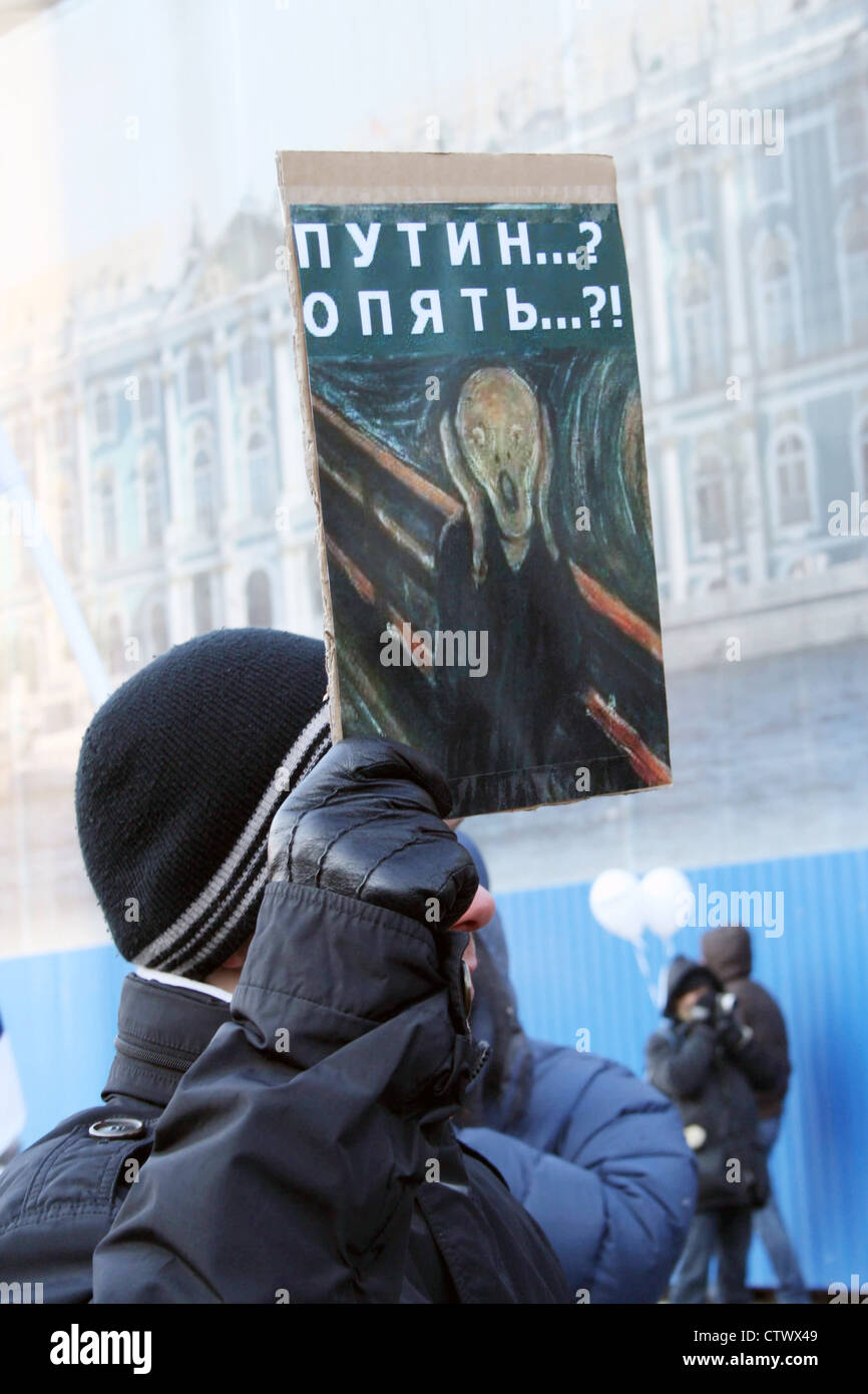 San Pietroburgo, Russia - 4 Febbraio 2012: Riunione per elezioni libere Foto Stock