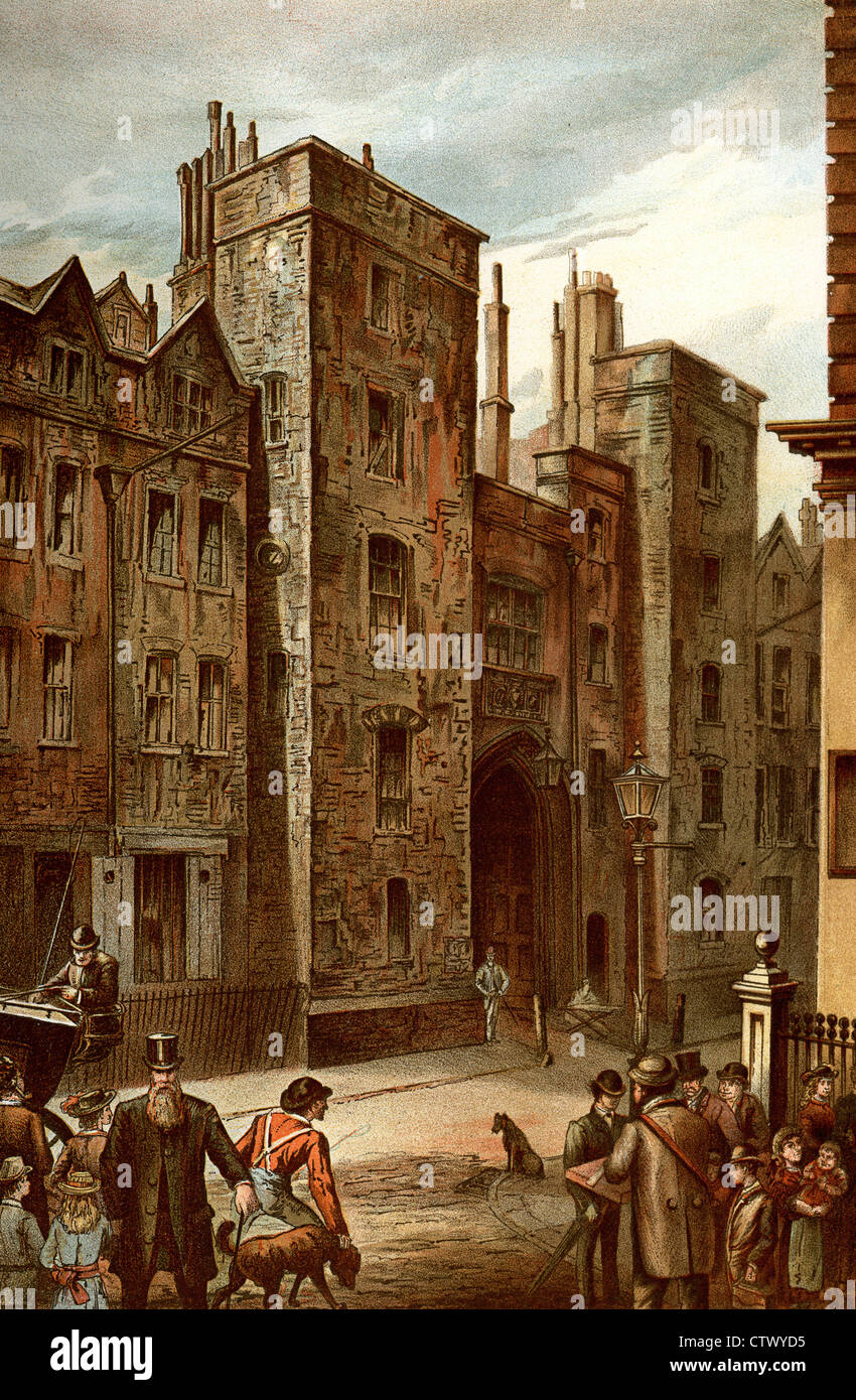 Foto d'epoca della vecchia Londra. Tudor Gateway, LINCOLN' S INN, Chancery Lane. Foto Stock