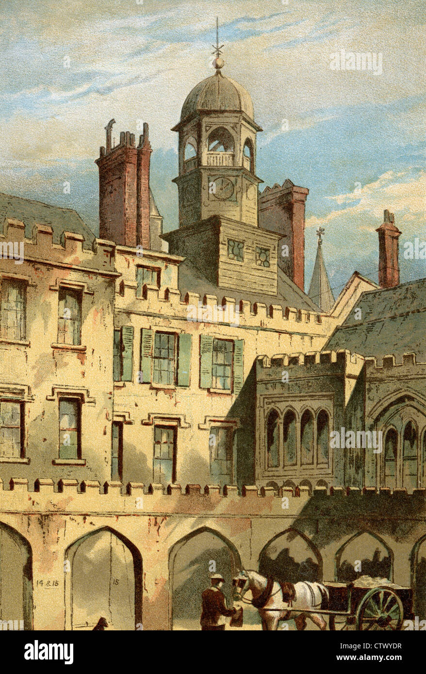 Vintage foto di architettura Tudor nella vecchia Londra. La cappella e la Hall, Lincoln's Inn. Dopo Waldo sergente Foto Stock