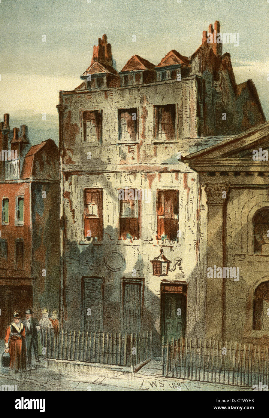 Foto d'epoca della vecchia Londra. Sir Isaac Newton's House, St Martin's Street, Leicester Square. Dopo Waldo sergente Foto Stock