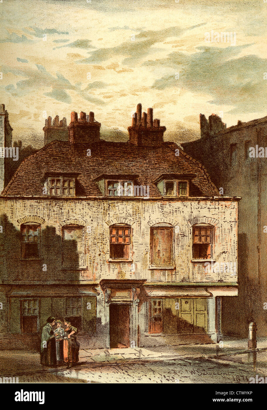 Foto d'epoca della vecchia Londra. Periodo di restauro vecchie case, Dyott Street, Bloomsbury. Dopo Waldo sergente Foto Stock