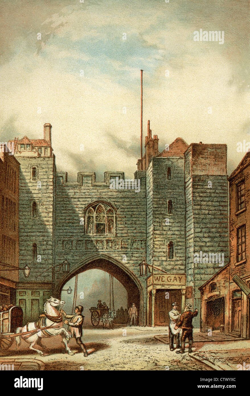 Foto d'epoca della vecchia Londra. St John's Gate, Clerkenwell, il gateway principale del priorato di St John's Foto Stock
