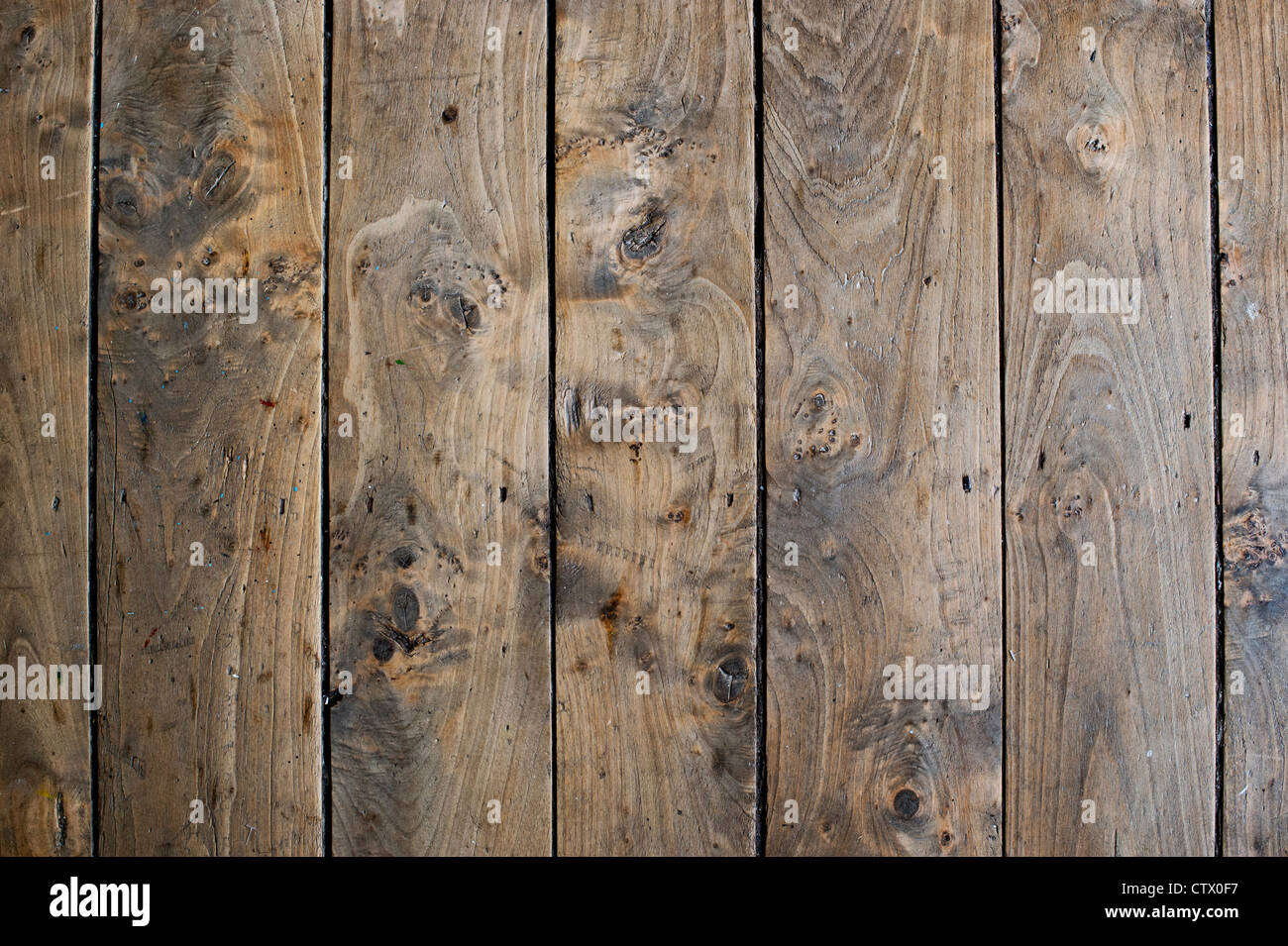 In rovere antico pavimento in pannelli di legno Foto Stock