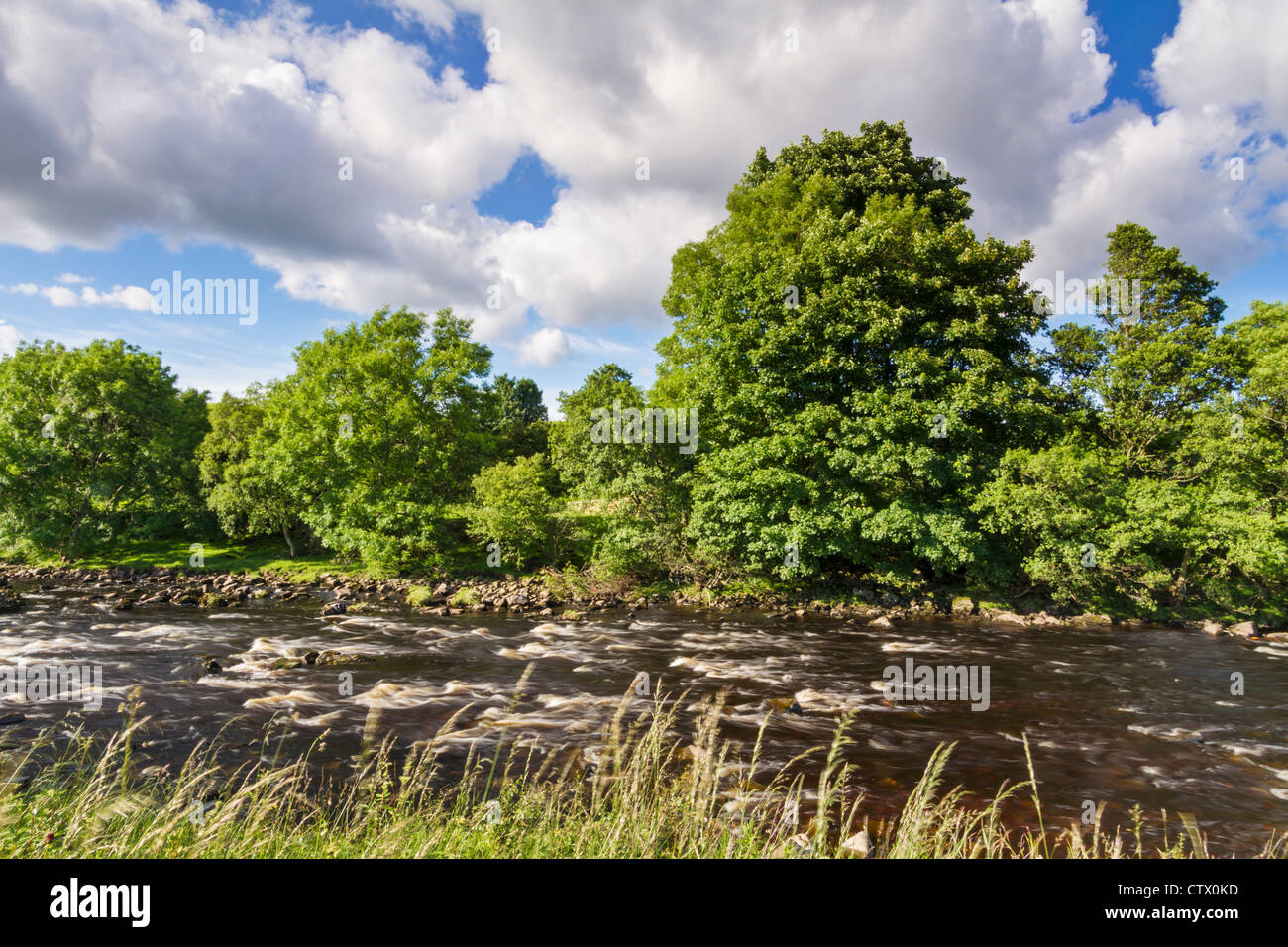 Il Fiume Tees da del The Pennine Way nel North Pennines Area di straordinaria bellezza naturale, Teesdale, County Durham, Inghilterra Foto Stock