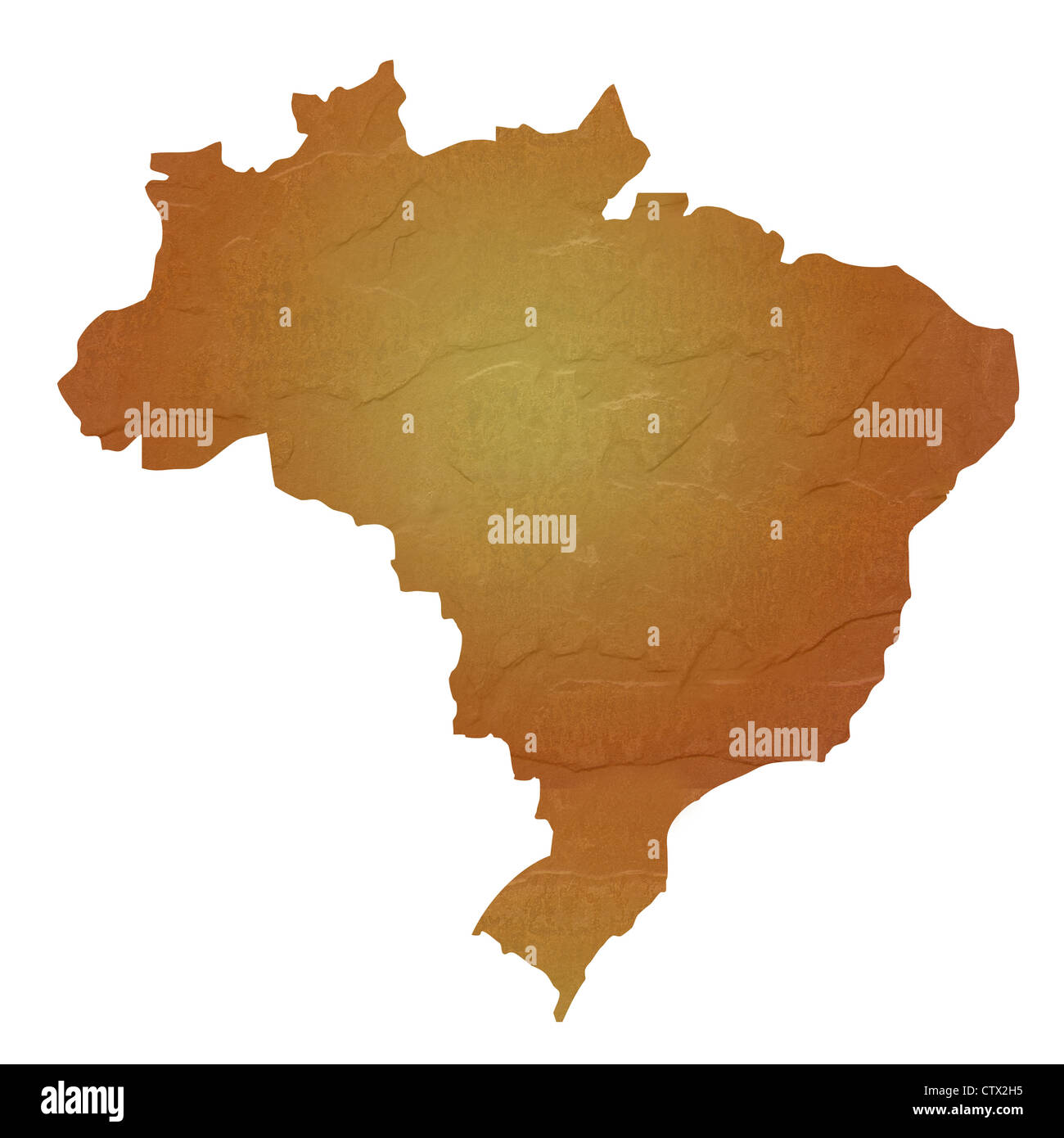 Mappa testurizzata del Brasile mappa marrone con sasso o pietra texture, isolato su sfondo bianco con percorso di clipping. Foto Stock
