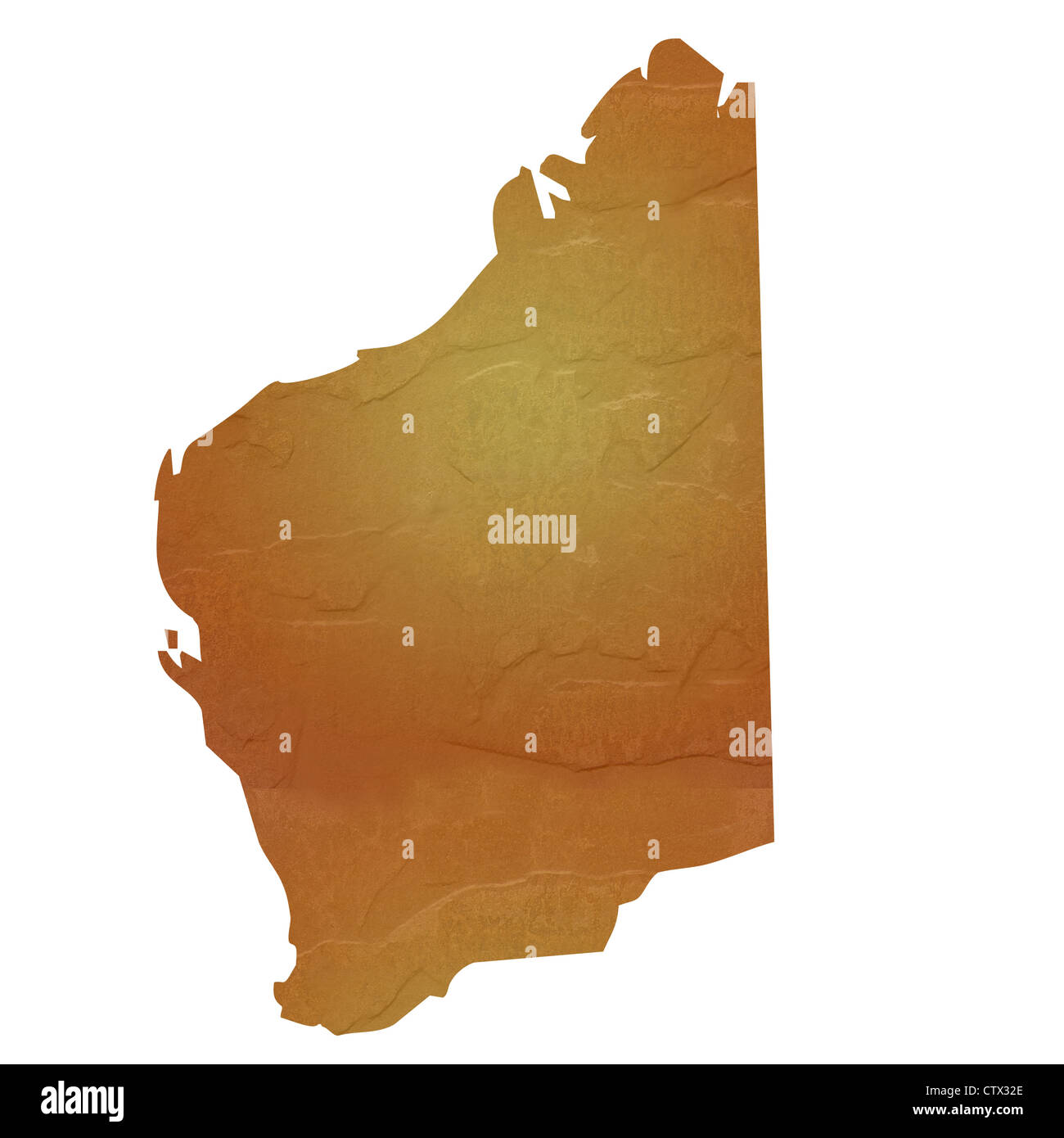 Western Australia mappa marrone con sasso o pietra texture, isolato su sfondo bianco con percorso di clipping. Foto Stock