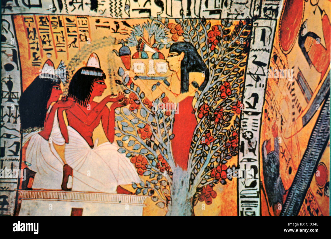 Murale faraonico in una tomba funeraria nelle Tombe dei Nobili, Luxor o Tebe antiche, Egitto Foto Stock