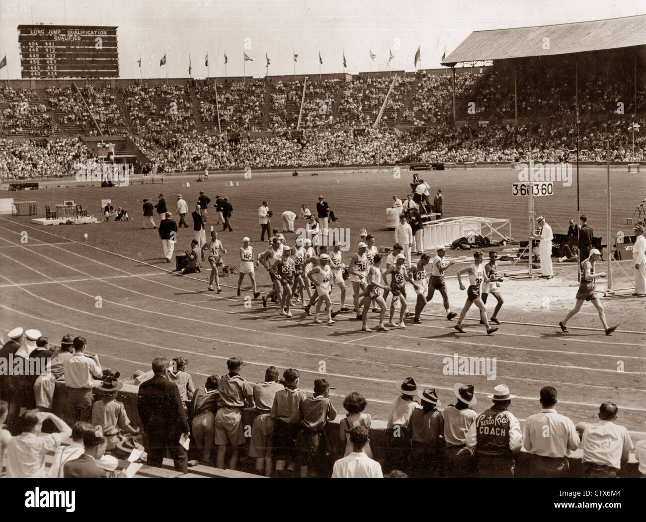 Inizio della 50 km a piedi, Giochi Olimpici a Wembley, Londra, agosto 1948 Foto Stock