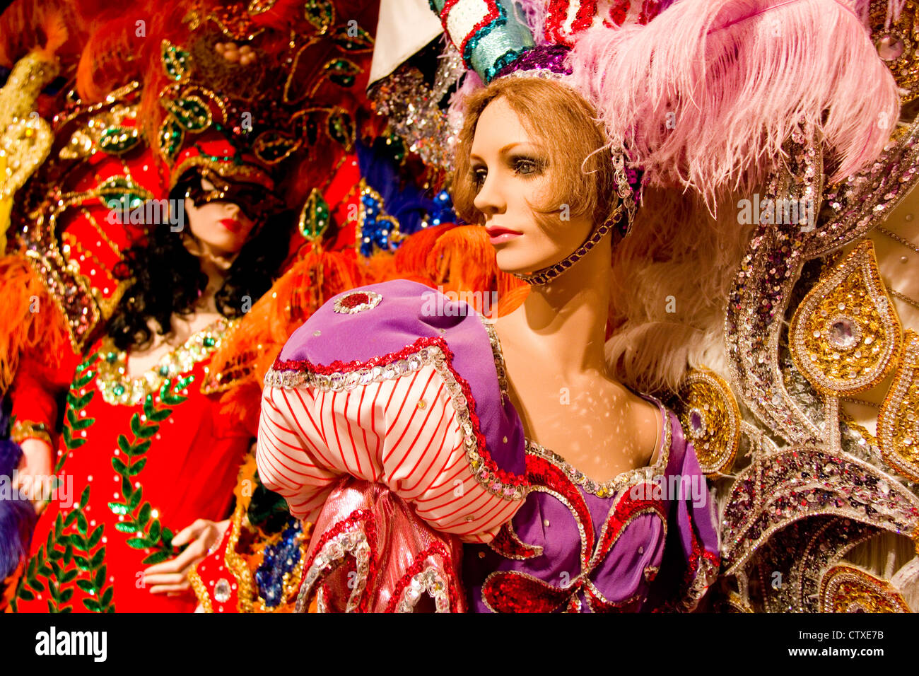 Mardi Gras costumi, Mardi Gras Museo, ospitato presso il Central School Arts & Humanities Center in Lake Charles, LA, STATI UNITI D'AMERICA Foto Stock