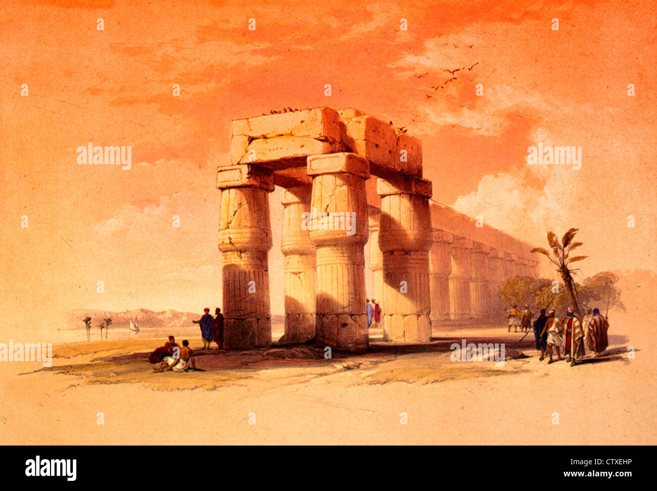 A Luxor, Tebe, Alto Egitto, circa 1847 Foto Stock
