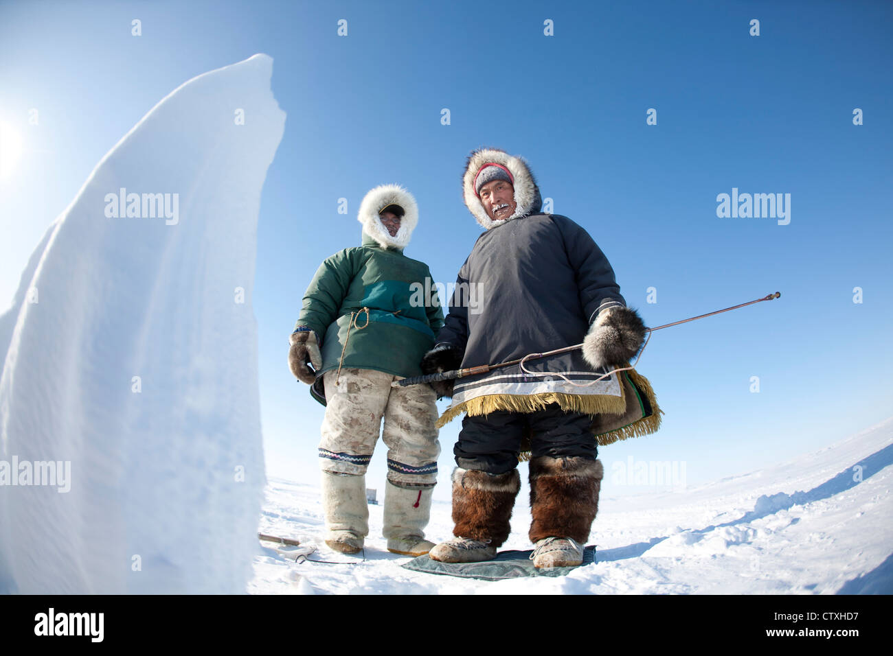 Inuit sono la caccia in northpole Foto Stock