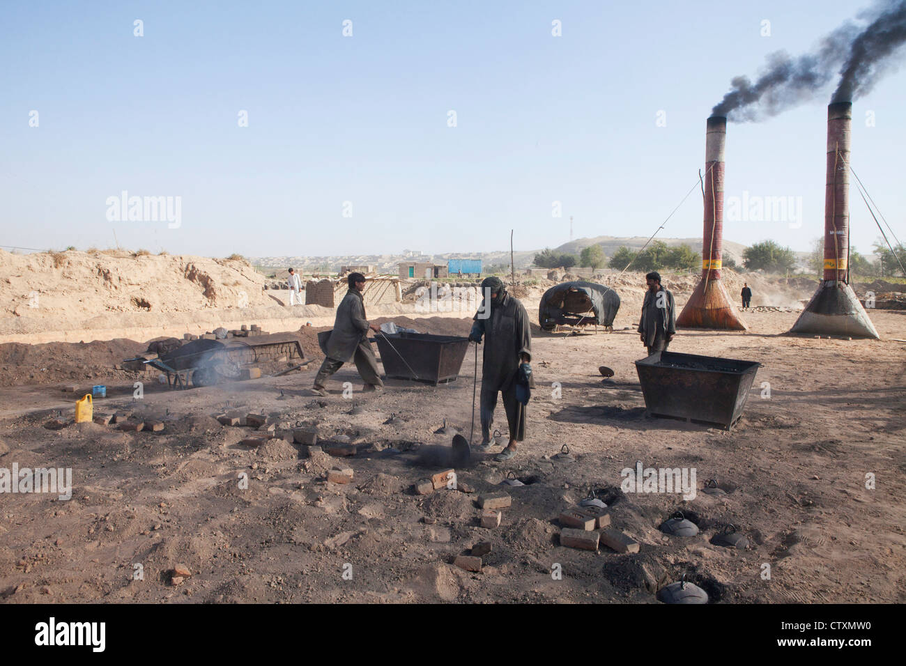 Fabbrica di mattoni a Kunduz, Afghanistan. Foto Stock