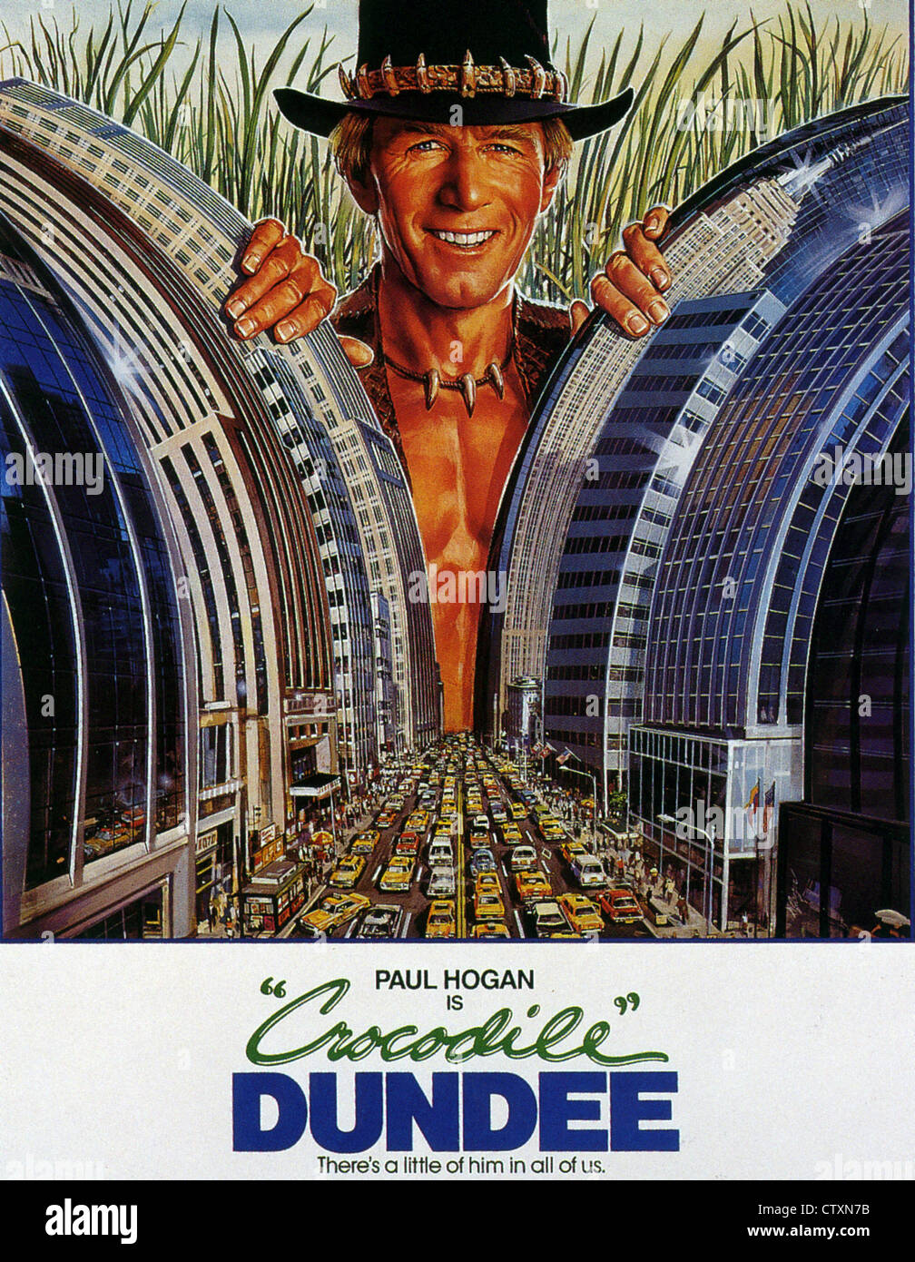 CROCODILE DUNDEE Poster per 1986 Paramount film con Paul Hogan Foto Stock